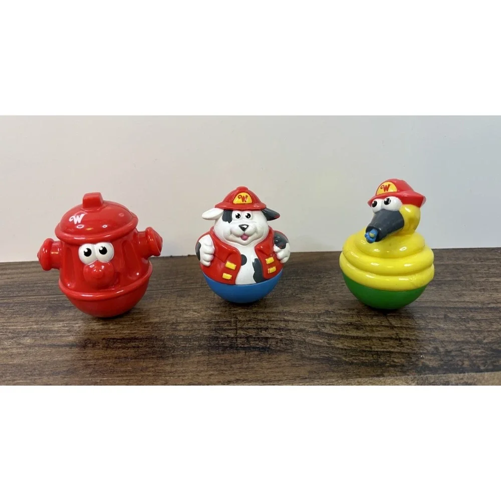 Weebles Wobbles Firefighter Figure Set Hose Hydrant Fire Man Dalmatian Dog